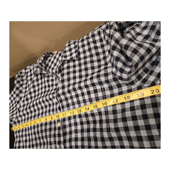 J Crew Boyfriend Light Weight Woven Cotton Gingham Checkered Blue Shirt Medium - Picture 7 of 9